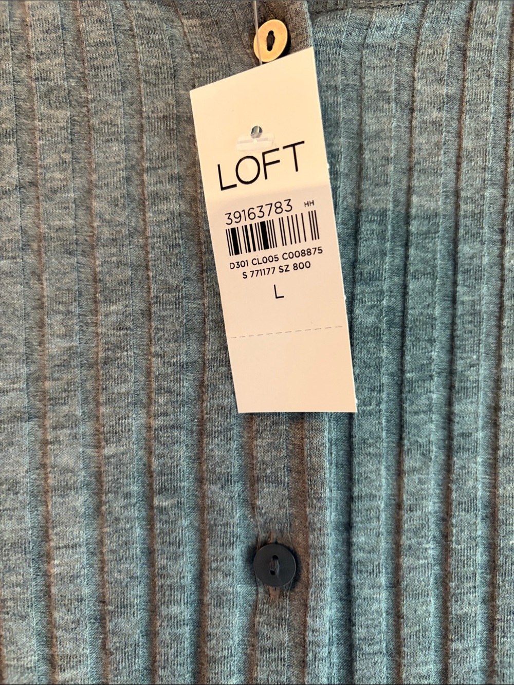 LOFT Gray Ribbed Button-Front Cardigan - Picture 4 of 5
